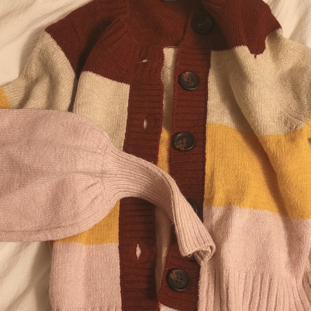 Multi Colored Cropped Cardigan